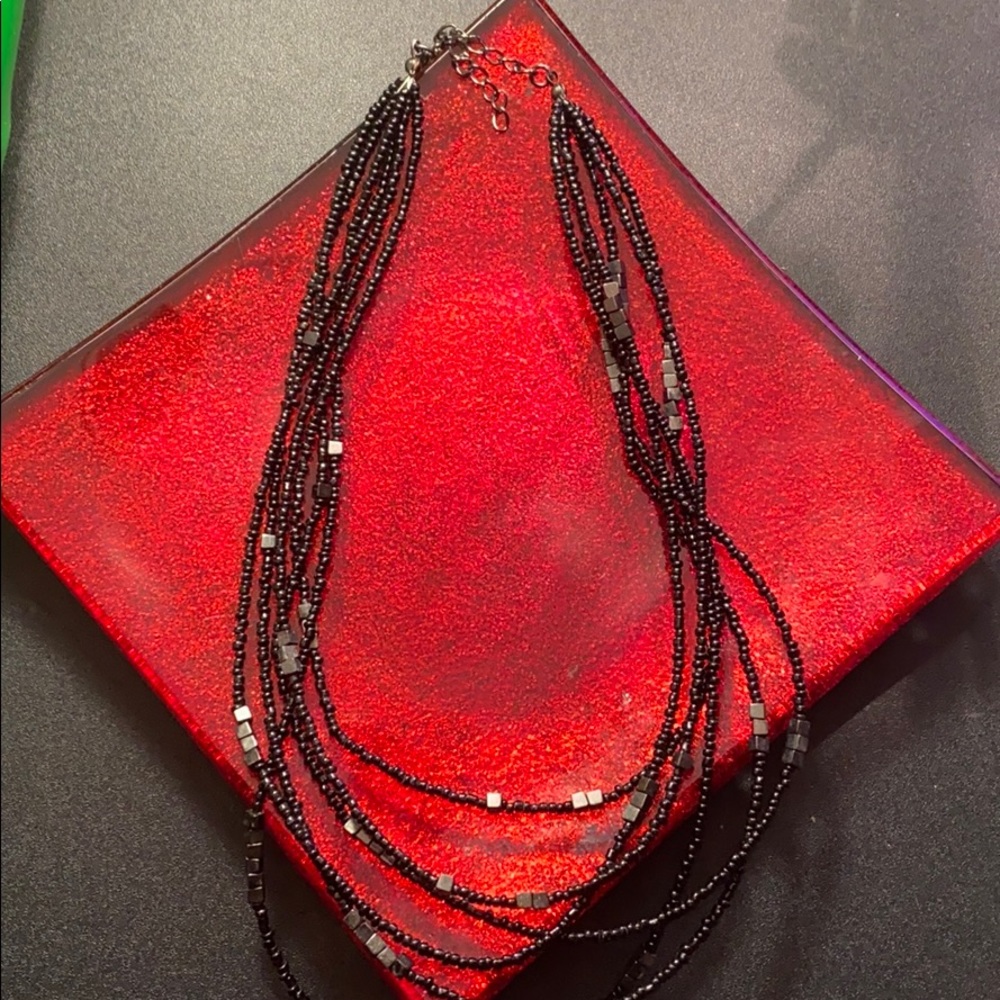 Unique black onyx necklace,